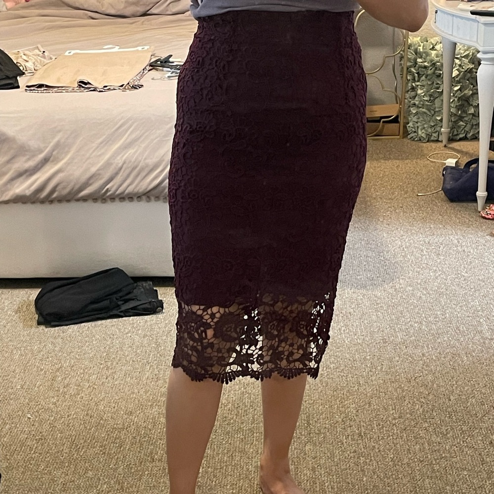 Bar III Lace Midi Skirt - Deep Purple